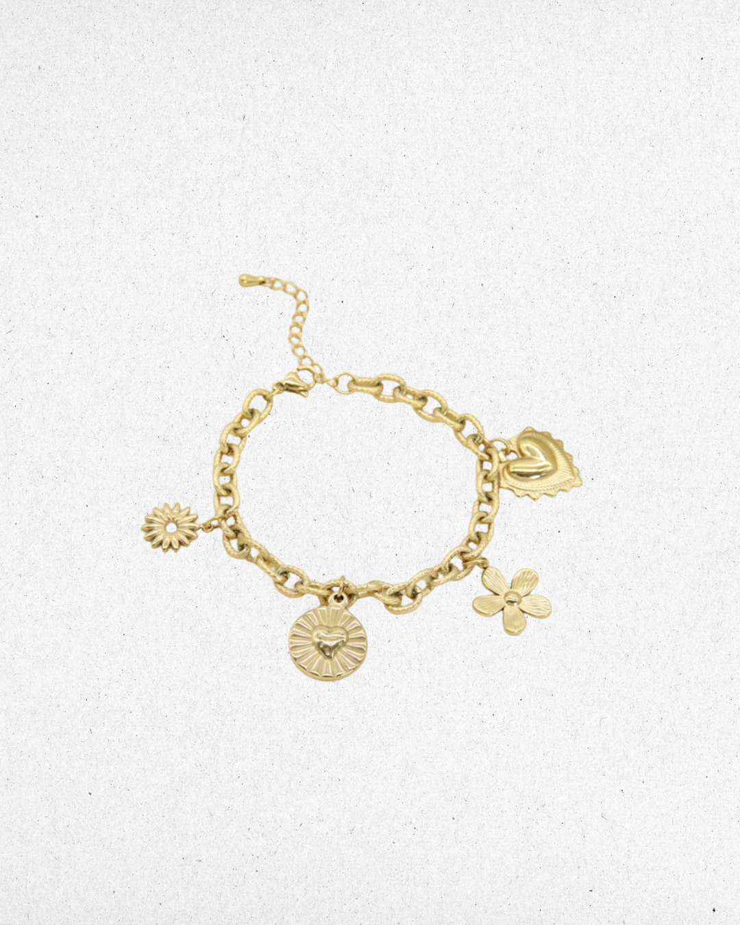 Bracelet charms fleur & coeur