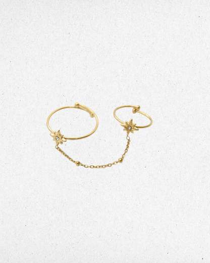 Bague double à chaîne