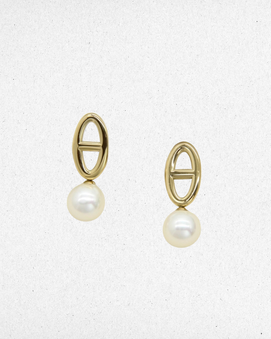 Boucles d'oreilles boucle marine & perle