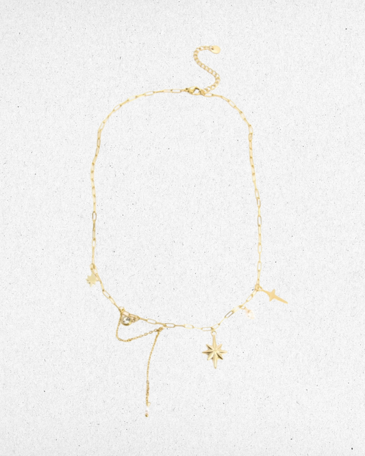 Collier charms étoile & perles