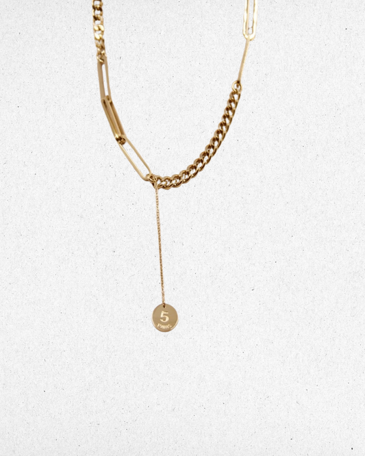 Collier maillons entrelacés & médaillon