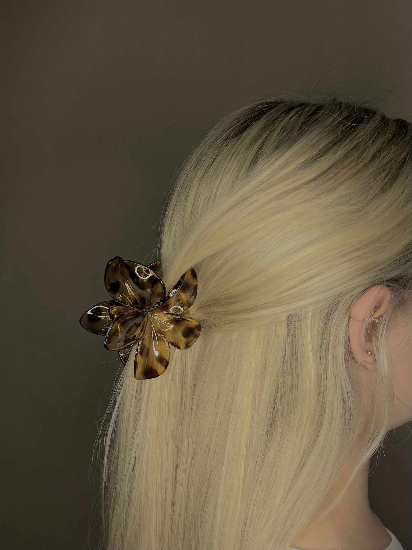 Pince à cheveux fleur léopard